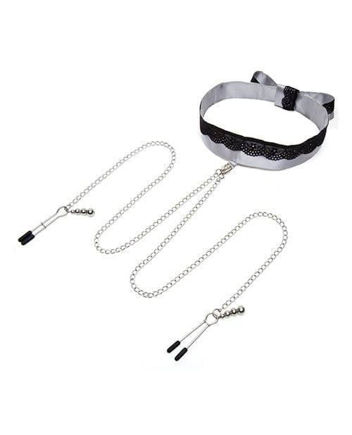 Lovehoney C/o Wow Tech Fifty Shades Of Grey Play Nice Satin &amp; Lace Collar &amp; Nipple Clamps Kink &amp; BDSM