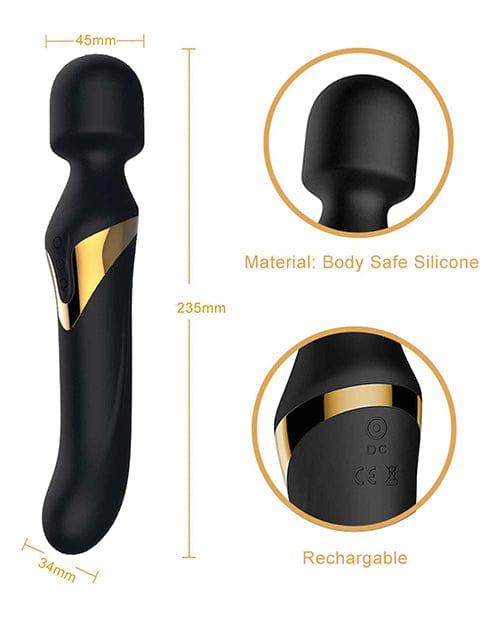 Dorcel Dual Orgasms Wand Vibrator - Black and Gold