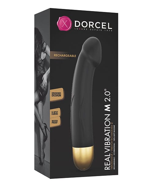 Dorcel Real Vibration M 8.6" Rechargeable Vibrator 2.0 - Black-Gold