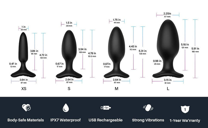 Lovense Lovense Hush 2 1" Butt Plug - Black Anal Toys
