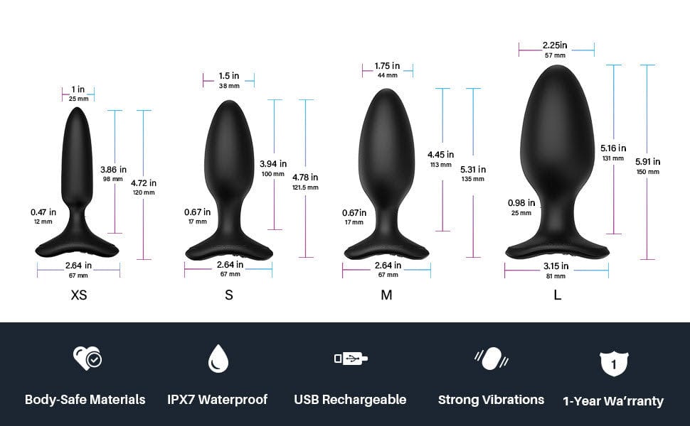 Lovense Lovense Hush 2 Butt Plug - Black 1.5" Anal Toys