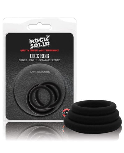 Lucom Rock Solid Tri-pack Silicone Gasket Cockrings - Black Penis Toys