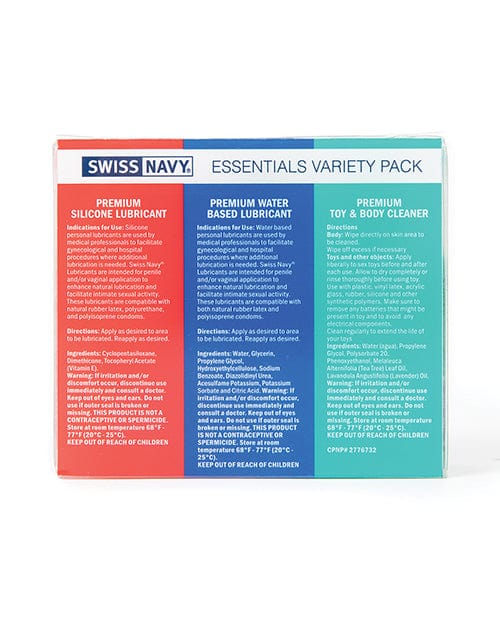 M.D. Science Lab Swiss Navy Essentials Variety Pack Of 3 - 1 Oz Lubes