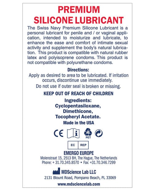 M.D. Science Lab Swiss Navy Lube Silicone Lubes
