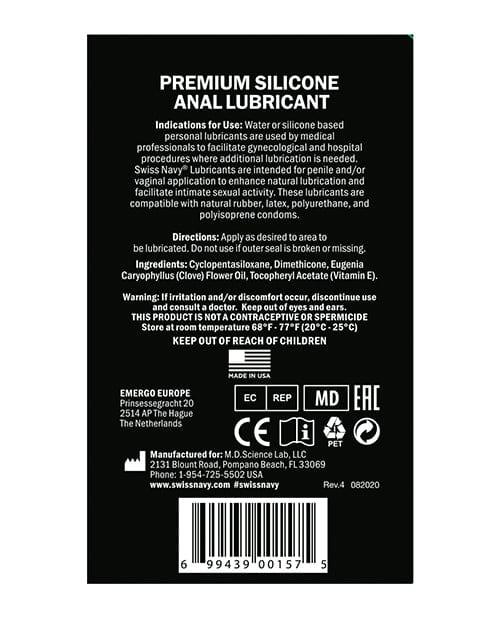 M.D. Science Lab Swiss Navy Silicone Based Anal Lubricant Lubes