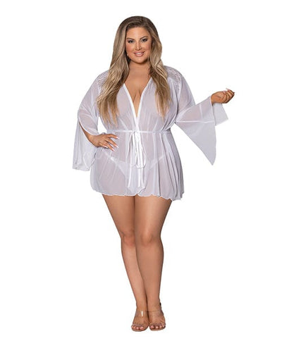 Magic Moments Int'l Modern Romance Flowing Short Robe 2x White Lingerie & Costumes