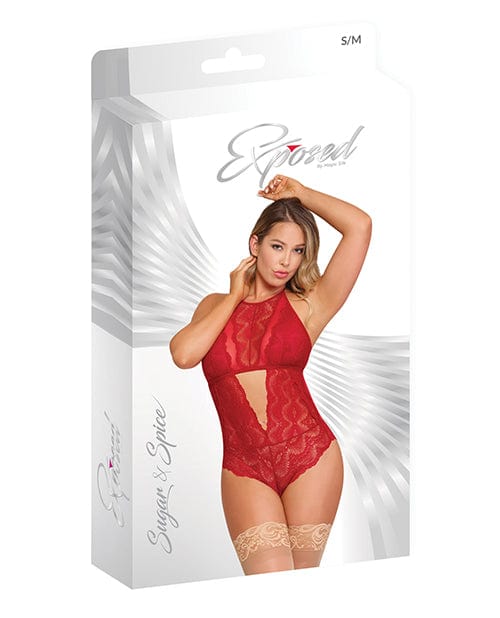 Sugar & Spice Teddy with Snap Crotch Red