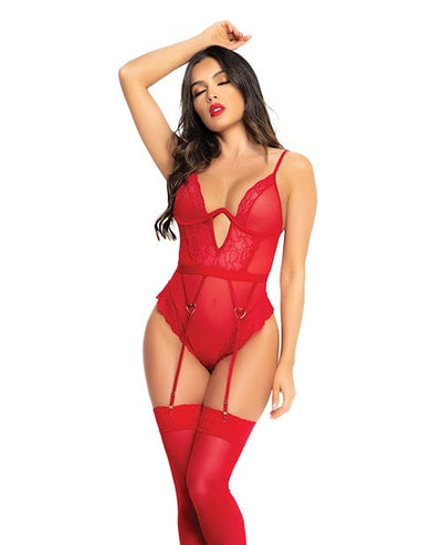 Mapale Heart Lace Underwire Bodysuit Red Large/Extra Large Lingerie & Costumes