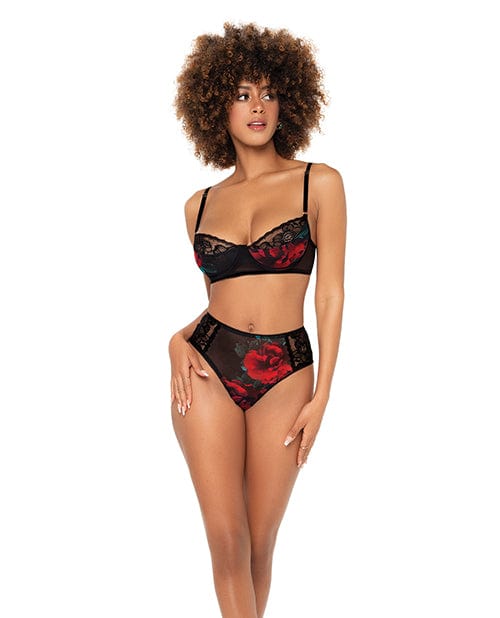 Mapale Underwire Bra Top &amp; High Waisted Bottom Black L/xl Lingerie &amp; Costumes