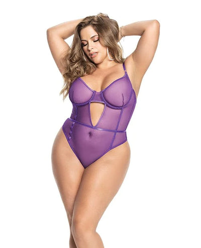 Mapale Underwire Sheer Mesh Teddy W/adjustable Straps & Crotch Closure Orchid 1x/2x Lingerie & Costumes