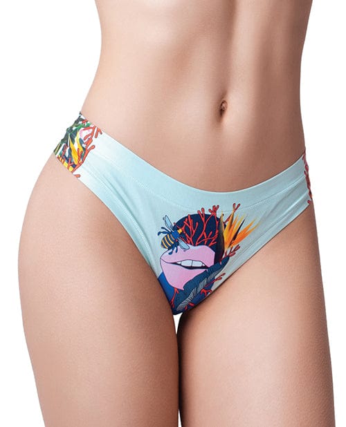 Mememe Usa LLC Mememe Botanic Panic Lips Printed Thong Large Lingerie &amp; Costumes