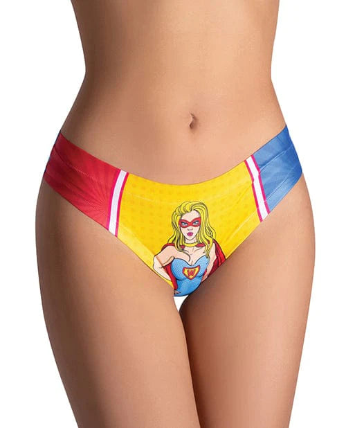 Mememe Usa LLC Mememe Comics Wonder Girl Printed Thong Large Lingerie &amp; Costumes