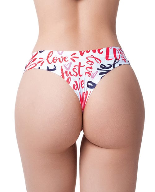 Mememe Usa LLC Mememe Love Message Printed Thong Lingerie &amp; Costumes