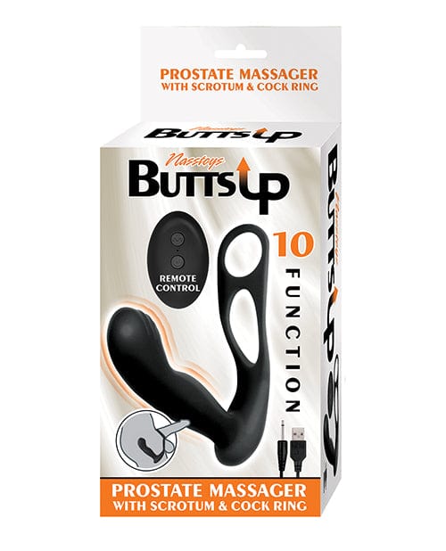 Nasstoys Butts Up Prostate Massager W-scrotum &amp; Cockring - Black Anal Toys