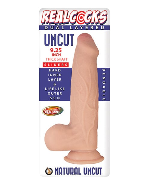 Nasstoys Realcocks Dual Layered Uncut Sliders 9.25" Thick Shaft White Dildos