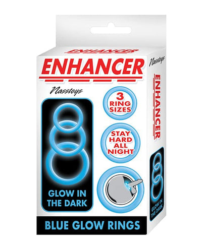 Nasstoys Enhancer Silicone Cockrings - Glow In The Dark Blue Penis Toys