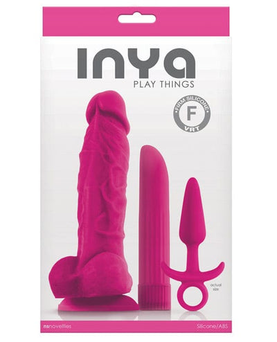 NS Novelties INYA Play Things Set Of Plug, Dildo & Vibrator Pink Anal Toys