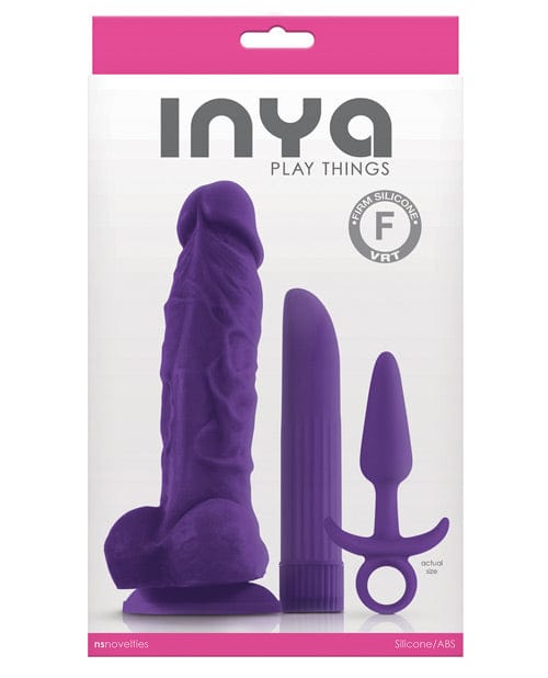 NS Novelties INYA Play Things Set Of Plug, Dildo & Vibrator Purple Anal Toys