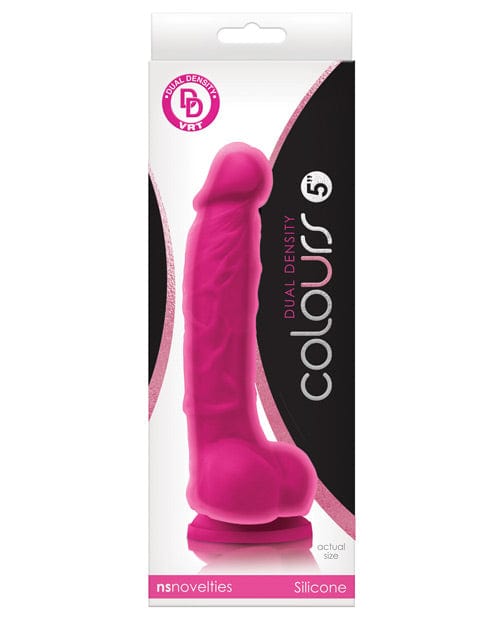 NS Novelties Colours Dual Density 5" Dong with Balls &amp; Suction Cup Pink Dildos