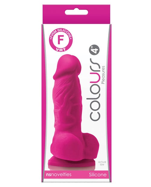 NS Novelties Colours Pleasures 4" Dong with Balls & Suction Cup Pink Dildos