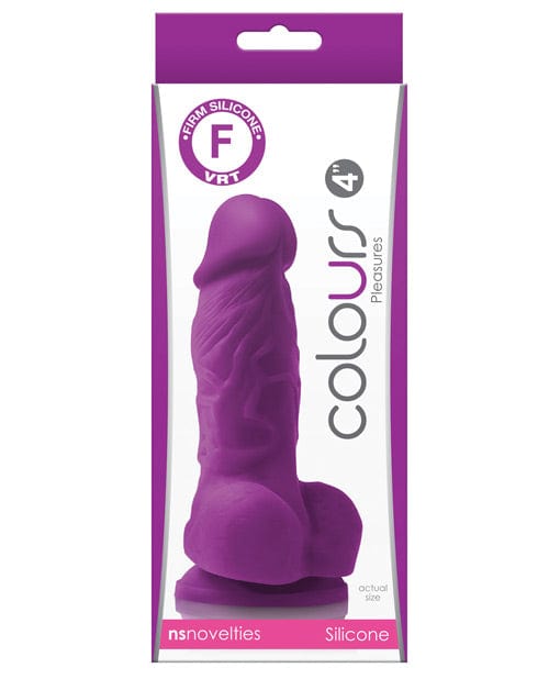 NS Novelties Colours Pleasures 4" Dong with Balls &amp; Suction Cup Purple Dildos