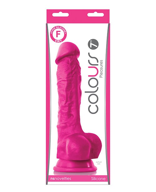 Ns Novelties INC Colours Pleasures 7" Dong W/balls &amp; Suction Cup Pink Dildos