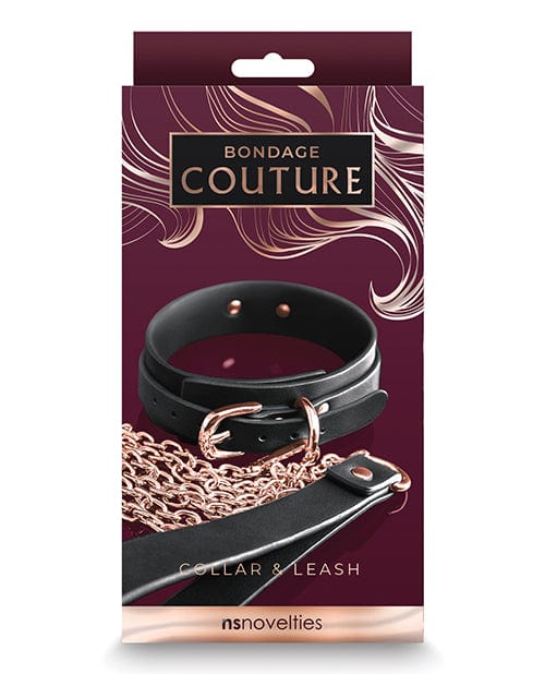 NS Novelties Bondage Couture Collar &amp; Leash - Black Kink &amp; BDSM