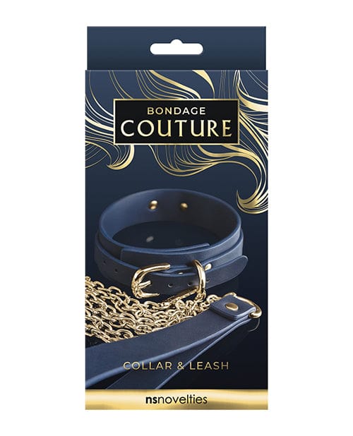 NS Novelties Bondage Couture Vinyl Collar And Leash - Blue Kink &amp; BDSM