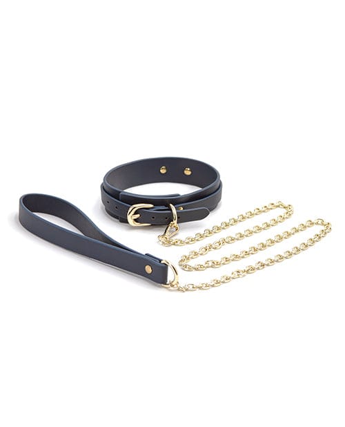 NS Novelties Bondage Couture Vinyl Collar And Leash - Blue Kink &amp; BDSM