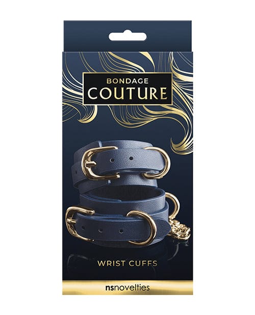 NS Novelties Bondage Couture Vinyl Wrist Cuff - Blue Kink &amp; BDSM