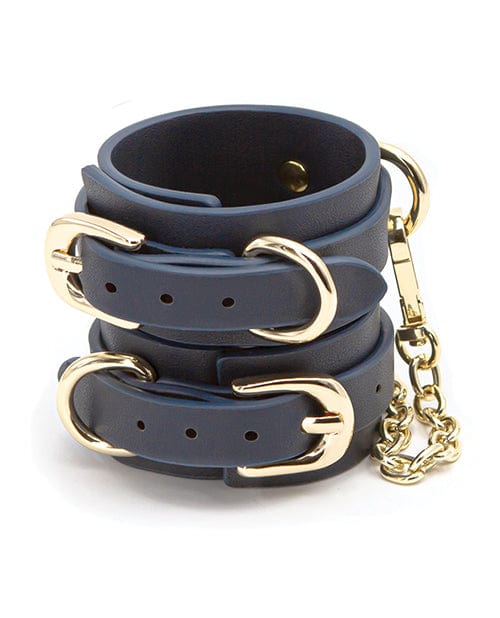 NS Novelties Bondage Couture Vinyl Wrist Cuff - Blue Kink &amp; BDSM