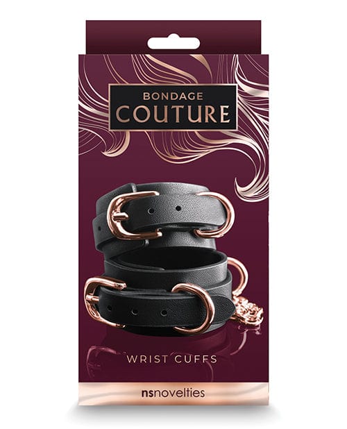 NS Novelties Bondage Couture Wrist Cuffs - Black Kink &amp; BDSM
