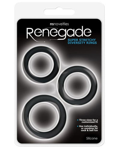 NS Novelties Renegade Diversity Rings - Black Pack Of 3 Penis Toys