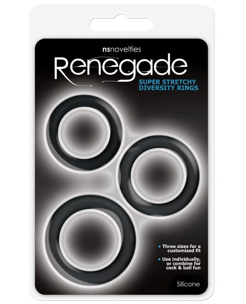 NS Novelties Renegade Diversity Rings - Black Pack Of 3 Penis Toys