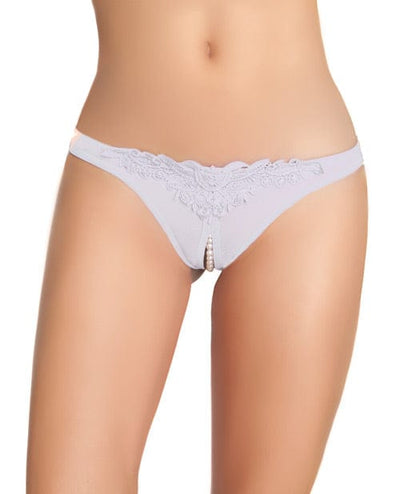 Oh La La Cheri Crotchless Thong with Pearls White Lingerie & Costumes
