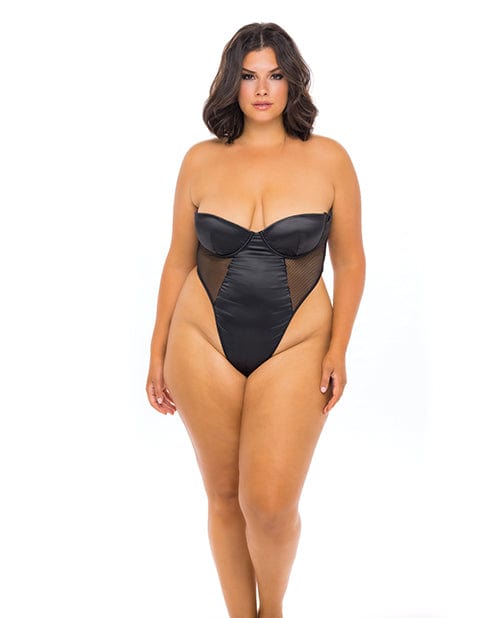 Oh La La Cheri Josephine High Leg Teddy with Removable Fishnet Collared Harness Lingerie &amp; Costumes