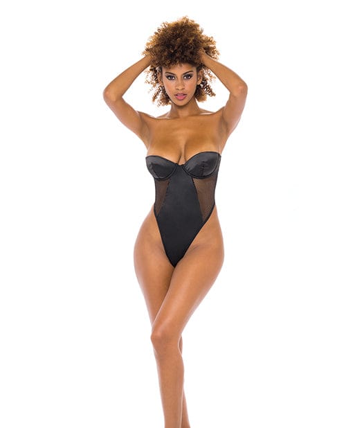 Josephine High Leg Teddy with Removable Fishnet Collared Harness