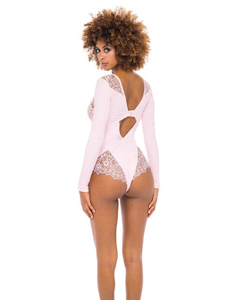 Oh La La Cheri Maria Ribbed Knit &amp; Lace Teddy Crystal Rose Lingerie &amp; Costumes