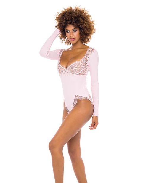 Oh La La Cheri Maria Ribbed Knit &amp; Lace Teddy Crystal Rose Lingerie &amp; Costumes