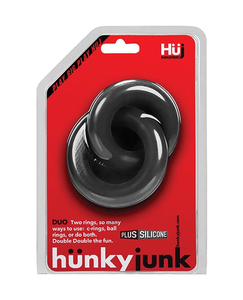 OXBALLS Hunky Junk Duo Linked Cock & Ball Rings - Tar Penis Toys