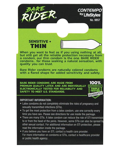 Paradise Marketing Contempo Bare Rider Thin Condom Pack - Pack Of 3 More