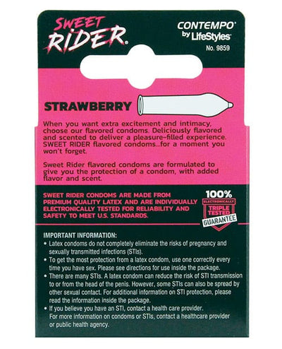 Paradise Marketing Lifestyles Sweet Rider Condoms - Strawberry Pack Of 3 More