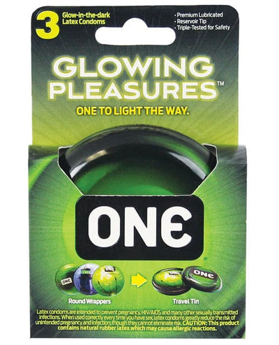 Paradise Marketing One Glowing Pleasures Condoms - Box Of 3 More