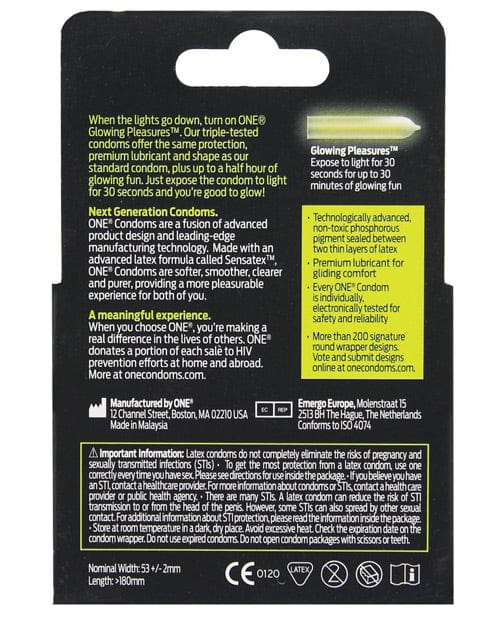 Paradise Marketing One Glowing Pleasures Condoms - Box Of 3 More