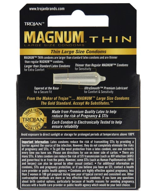 Paradise Marketing Trojan Magnum Thin Condoms - Box Of 3 More