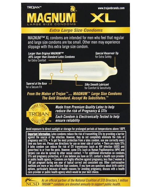 Paradise Marketing Trojan Magnum XL Lubricated Condom - Box Of 12 More