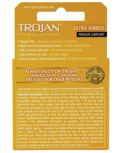 Paradise Marketing Trojan Ribbed Condoms - Box Of 3 More