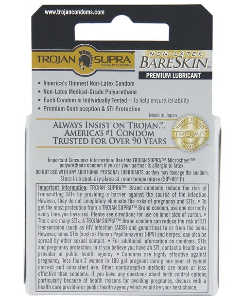 Paradise Marketing Trojan Supra Ultra-thin Polyurethane Condoms - Box Of 3 More