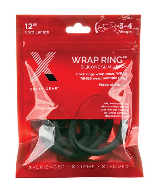 Perfect Fit Brand XPlay Gear 12" Slim Wrap Ring - Black Pack Of 2 Penis Toys