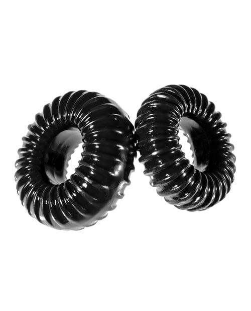 Perfect Fit Brand XPlay Gear Mixed Pack Ribbed Ring And Ribbed Ring Slim - Black - Pack Of 2 Penis Toys